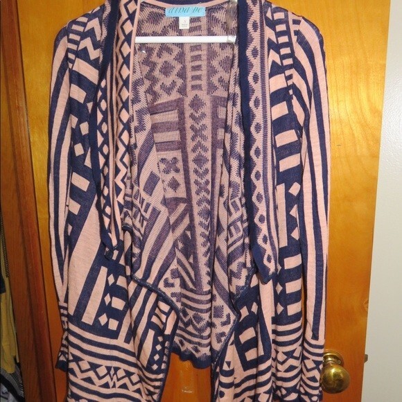 Francesca’s Cardigan Sweater Dina Be Blush Pink Pastel Navy Blue Waterfall Cozy - Picture 1 of 4